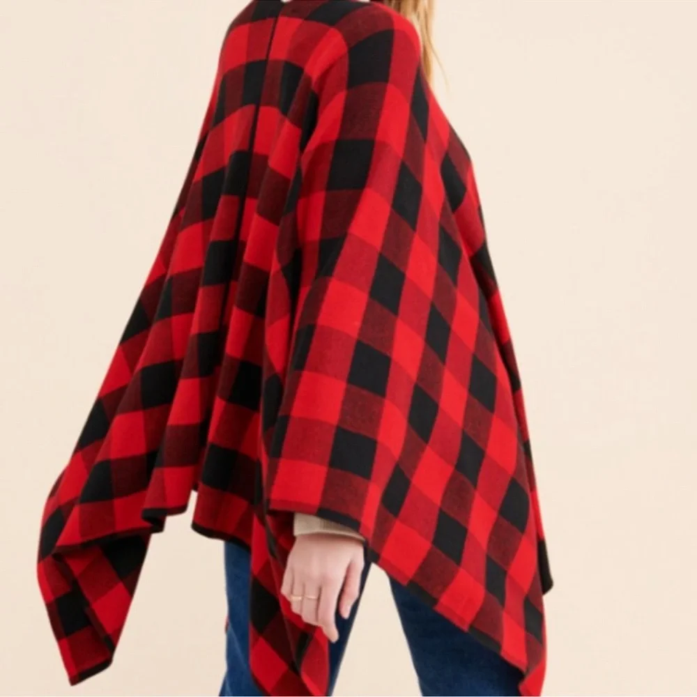 NWOT Lauren  Ralph Lauren Buffalo plaid poncho size S/M - Picture 10 of 13